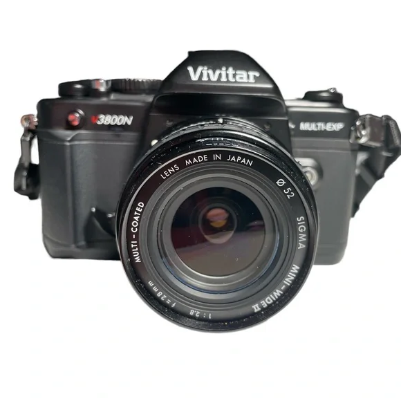 🔥 Vivitar V3800N Multi-EXP 35mm SLR Camera W/ Sigma Mini-Wide II